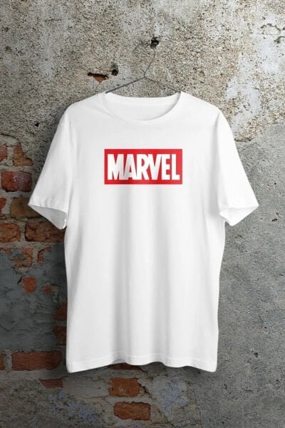 Wolfers- Marvel Logo Beyaz Unisex Tshirt