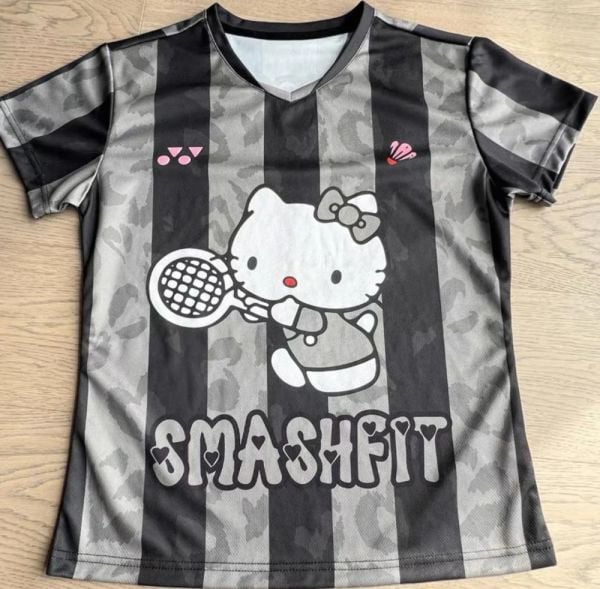 Siyah Gri Çizgili Hello Kitty Detail Unisex Jersey Forma