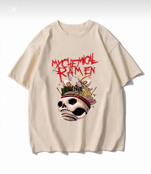 My Chemical Ramen Baskılı Bej T-Shirt
