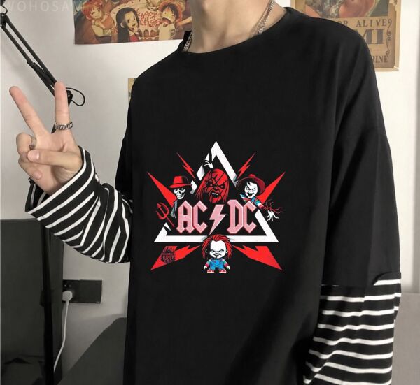 Fake Kol AC & DC Chucky Baskılı Oversize T-Shirt