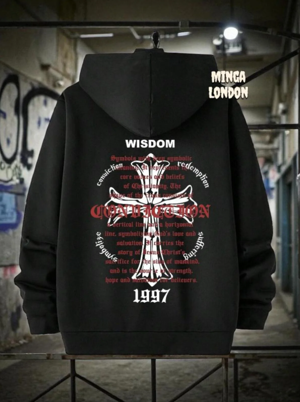 Unisex Siyah 1997 Baskılı Oversize Sweatshirt