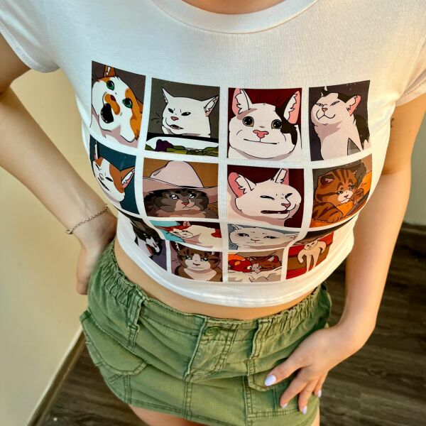 Cat Memes Collage Beyaz Crop