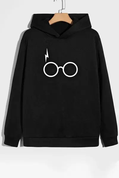 Unisex Siyah Harry Potter  Glass Uzun Kollu Sweatshirt