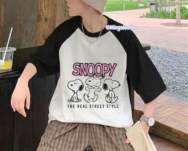 Reglan Kollu Snoopy The Real Street Style Baskılı T-Shirt