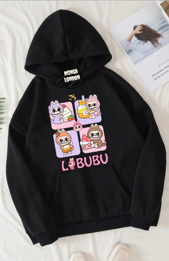 Unisex Siyah Oyuncak Baskılı Oversize Sweatshirt