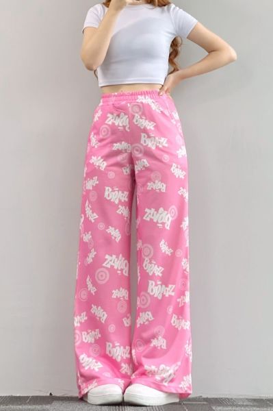 Pembe Bratz Bol Paça Eşofman Altı