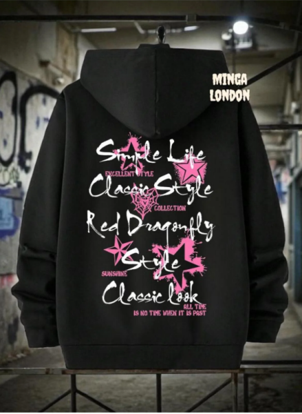 Unisex Siyah Simple Life Baskılı Oversize Sweatshirt