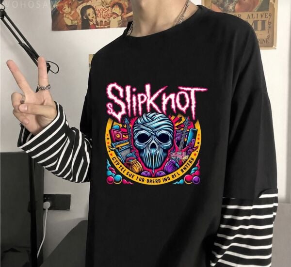 Fake Kollu Slip Knot Baskılı Oversize T-Shirt
