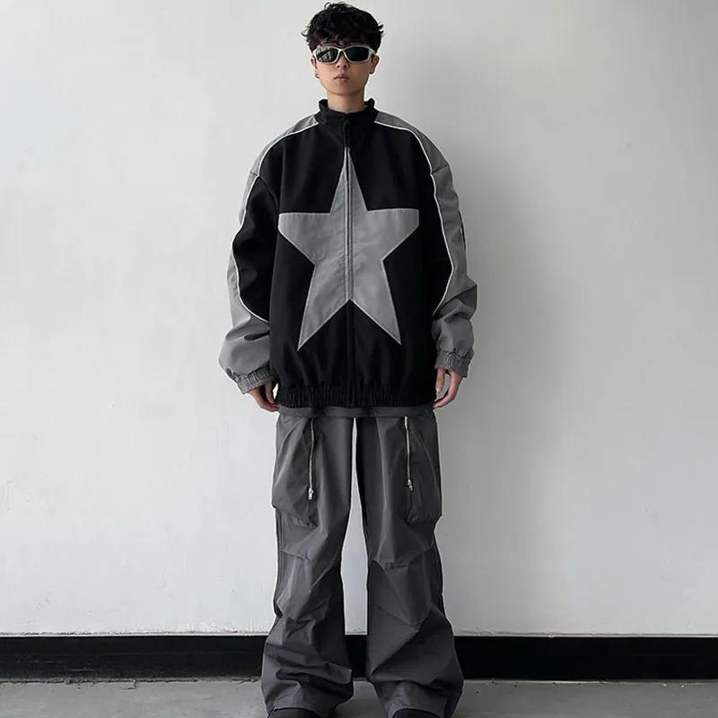 Y2k Star Patchwork Bomber Ceket