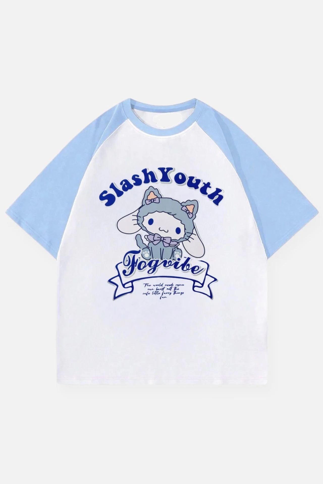 Beyaz Unisex Mavi Reglan Slash Youth Cinnamonroll T-Shirt