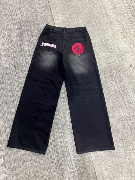 Spider Man Detaylı Baggy Unisex Jean
