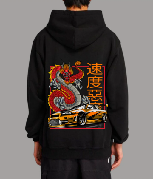 Dragon Model Araba Kapşonlu Unisex Sweatshirt