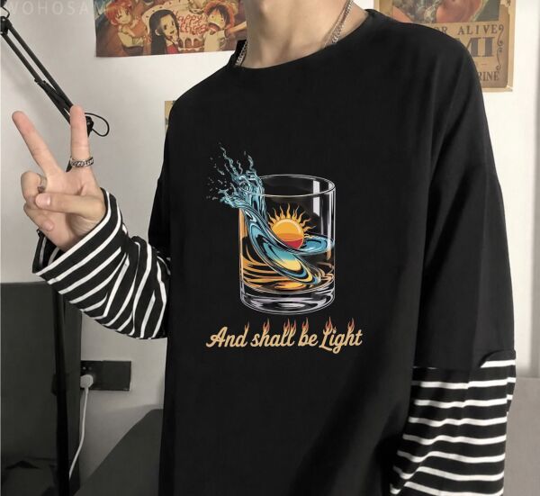 Fake Kollu And Shall Be Light Baskılı Oversize T-Shirt