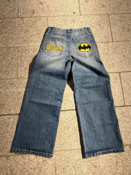 Batman Detaylı Baggy Unisex Jean