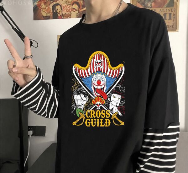 Fake Kollu Cross Guıld Baskılı Oversize T-Shirt