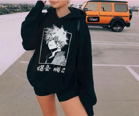 Anime My Hero Academia Bakugou Unisex Kapşunlu Sweetshirt
