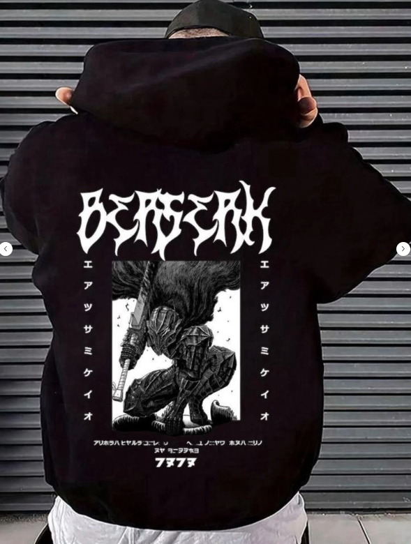 Berserk Anime Ön - Arka Baskılı Oversize Hoddie