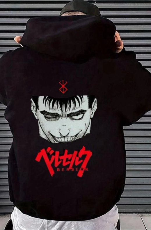 Berserk Ön-Arka Baskılı Oversize Sweatshirt