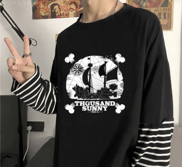Fake Kollu Thousand Sunny Baskılı Oversize T-Shirt