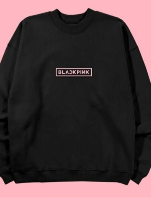 Black Pink Oversize Unisex Siyah Bisiklet Yaka Sweatshirt