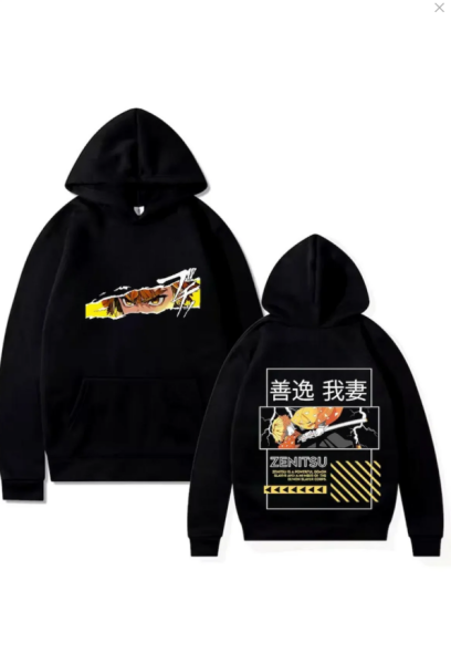 Demon Slayer Zenitsu Ön- Arka Baskılı New Season Oversize Hoddie
