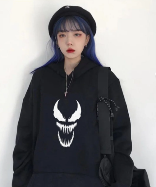 Gothic Punisher Siyah Kapüşonlu Sweatshirt