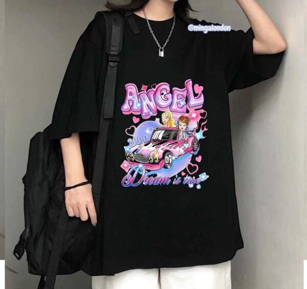 Angel 2000 Baskılı Siyah T-Shirt