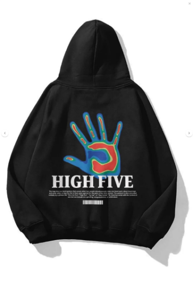 High Five Siyah Kapşonlu Sweatshirt