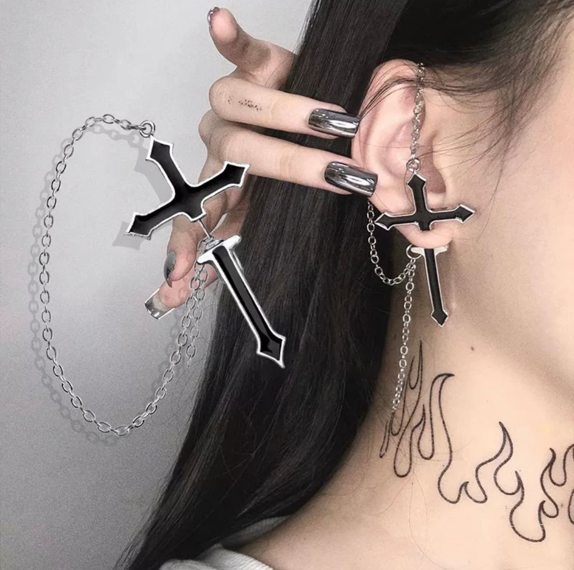 Vintage Punk Black Cross Earrings