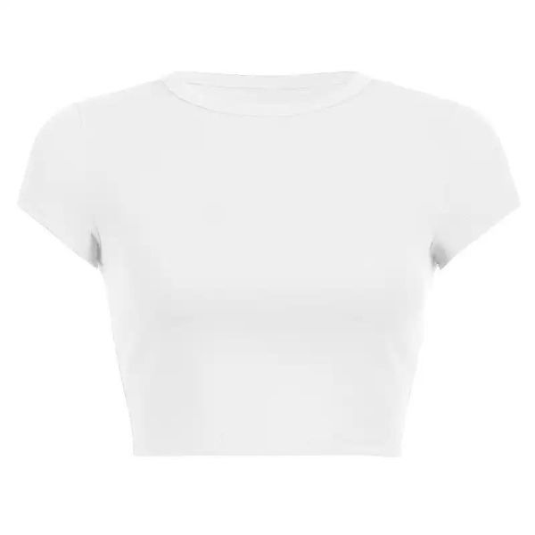 Düz Beyaz Kısa Kollu Crop