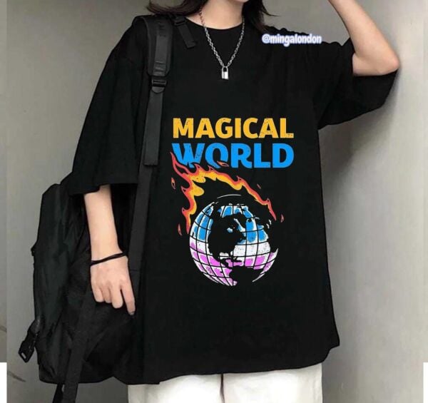 Magıcal World Baskılı Siyah T-Shirt