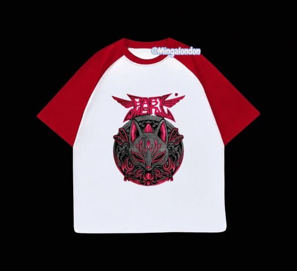 Kırmızı Reglan Kol Baby Metal Baskılı T-Shirt