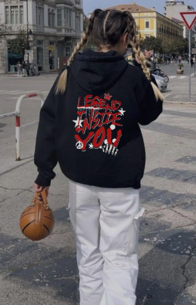 Legend Inside You Baskılı Siyah Kapşonlu Sweatshirt
