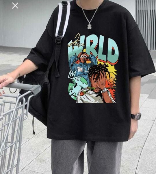 Wrld Baskılı Siyah T-Shirt