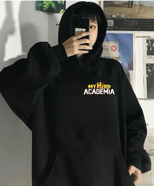 My Hero Academia Anime Ön - Arka Baskılı Oversize Hoddie