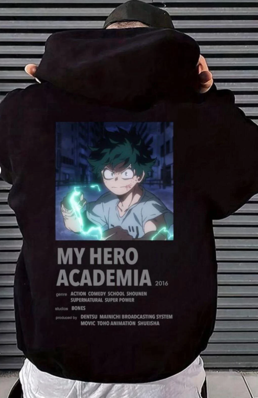 My Hero Academia Anime Ön - Arka Baskılı Oversize Hoddie