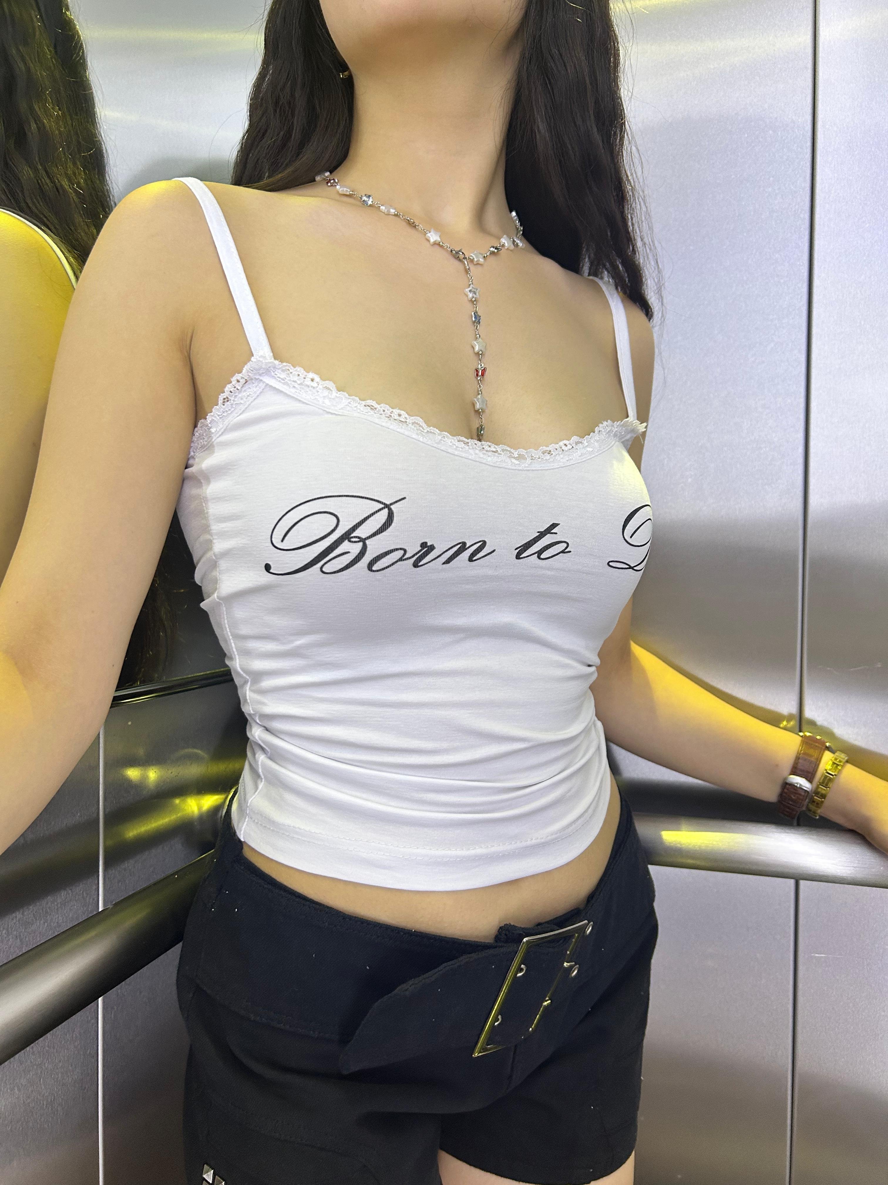Born to Die Askılı Beyaz Crop