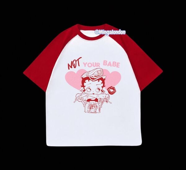 Kırmızı Reglan Kol Not Your Babe Baskılı T-Shirt
