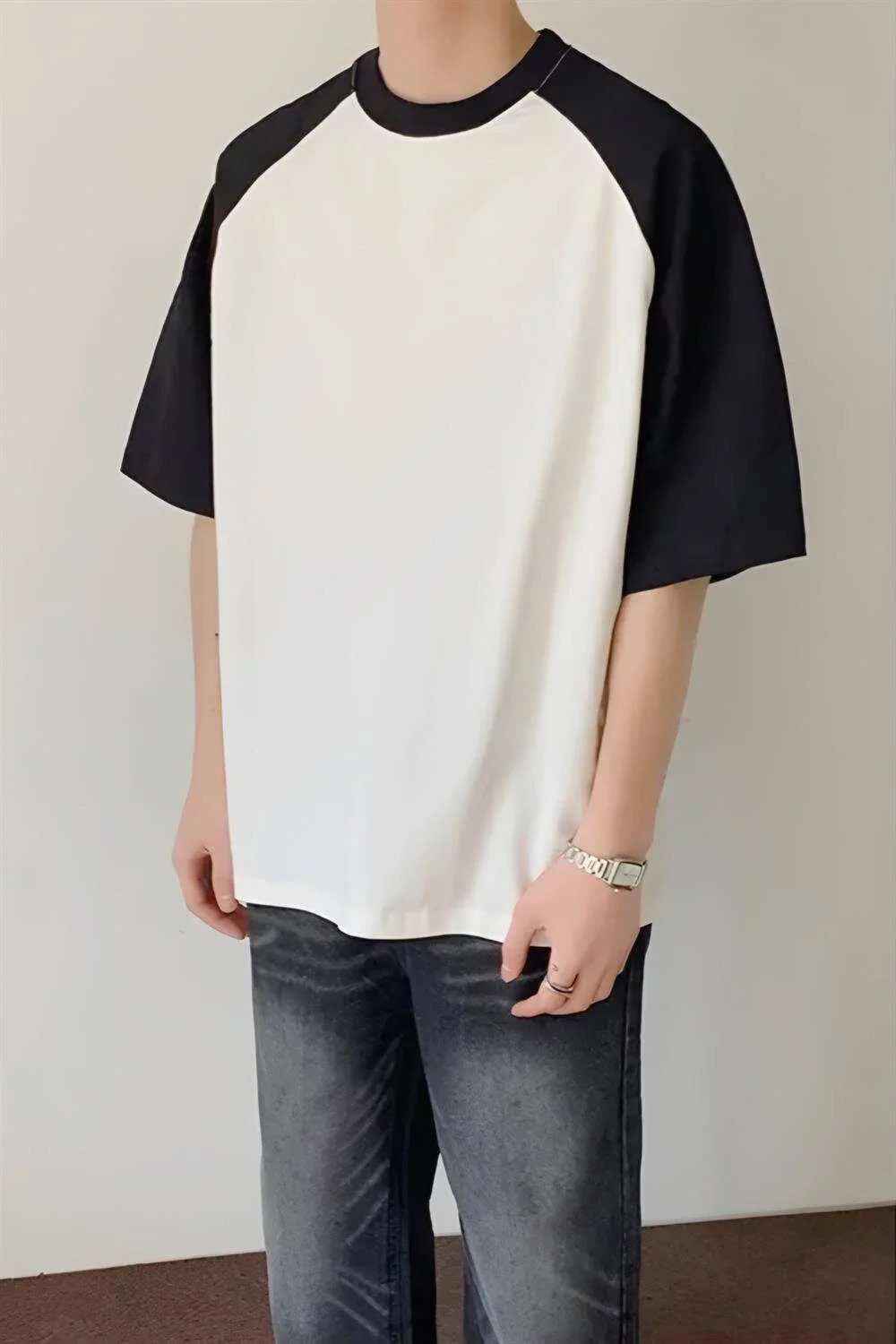 Siyah Beyaz Basic Oversize T-shirt