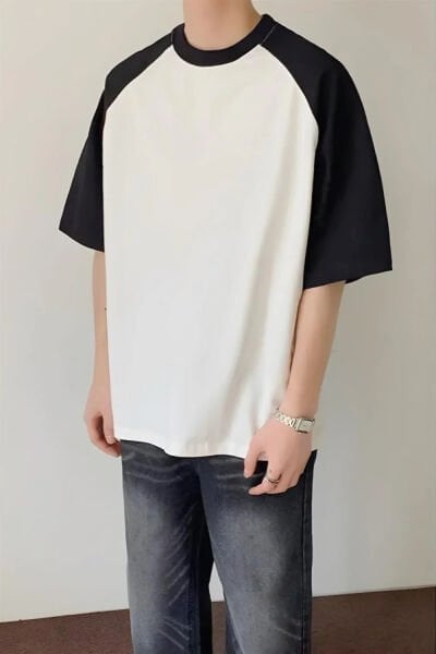 Siyah Beyaz Basic Oversize T-shirt