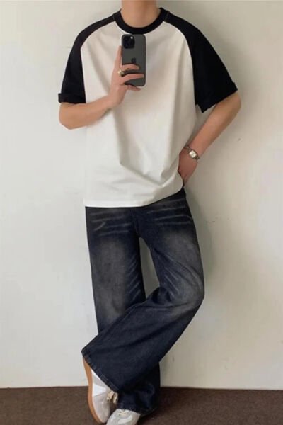 Siyah Beyaz Basic Oversize T-shirt