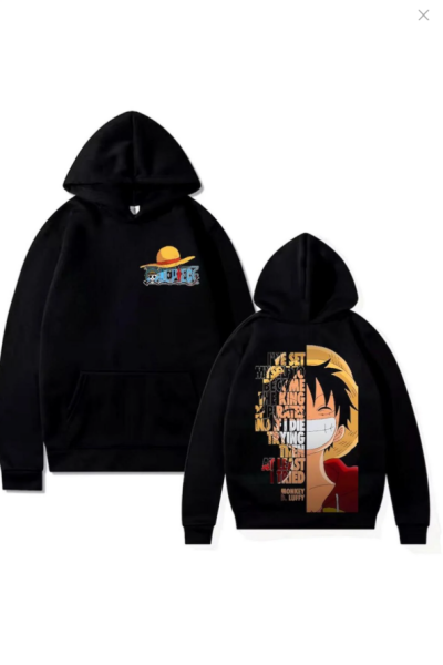 One Piece Anime Sırt Ve Ön Baskılı Oversize Hoddie