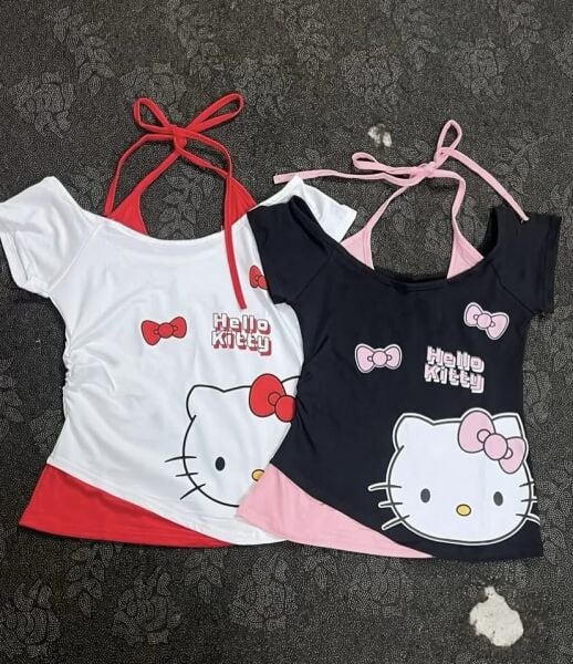 Kırmızı Hello Kitty Parçalı Crop