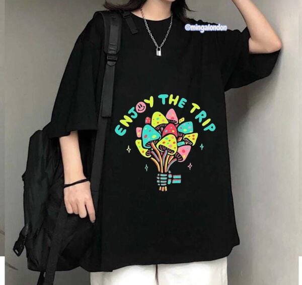 Enjoy The Trıp Baskılı Siyah T-Shirt