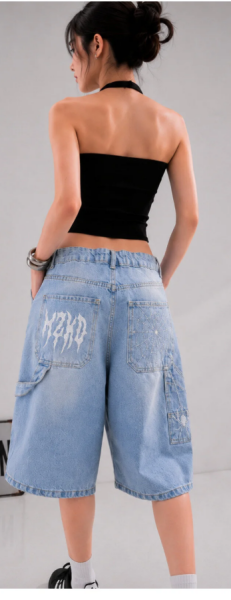 Y2K Nakışlı Baggy Jean Porto Capri Beyaz-Spirder