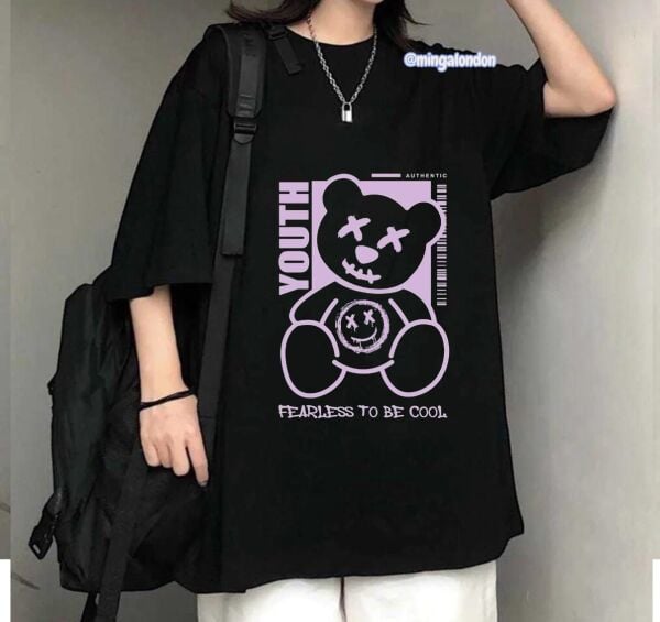 Youth Fearless To Be Cool Baskılı Siyah T-Shirt