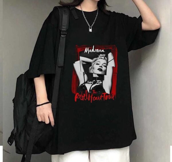 Madonna  The Rebel Heart Tour Baskılı Siyah T-Shirt