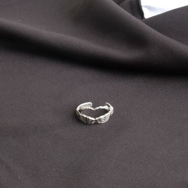 Gothic Skeleton Hand Heart Ring