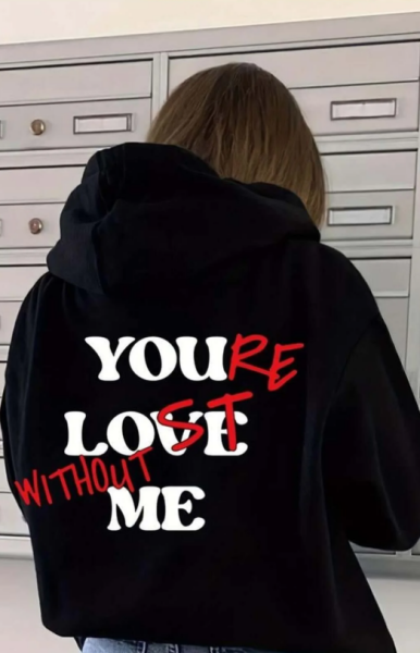 Slagon Baskılı Siyah Kapşonlu Sweatshirt