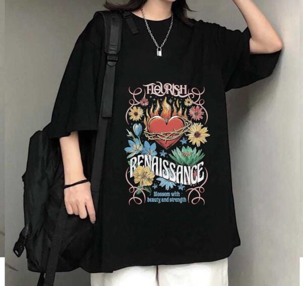 Flourish Benaıssance Baskılı Siyah T-Shirt